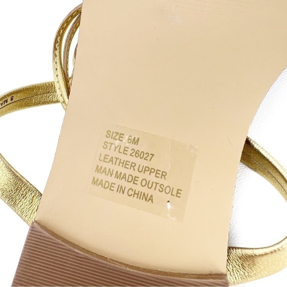 Lilly Pulitzer Lacey Sandals Strappy Leather Thong Women’s Size 8 Metallic Gold - Picture 13 of 14